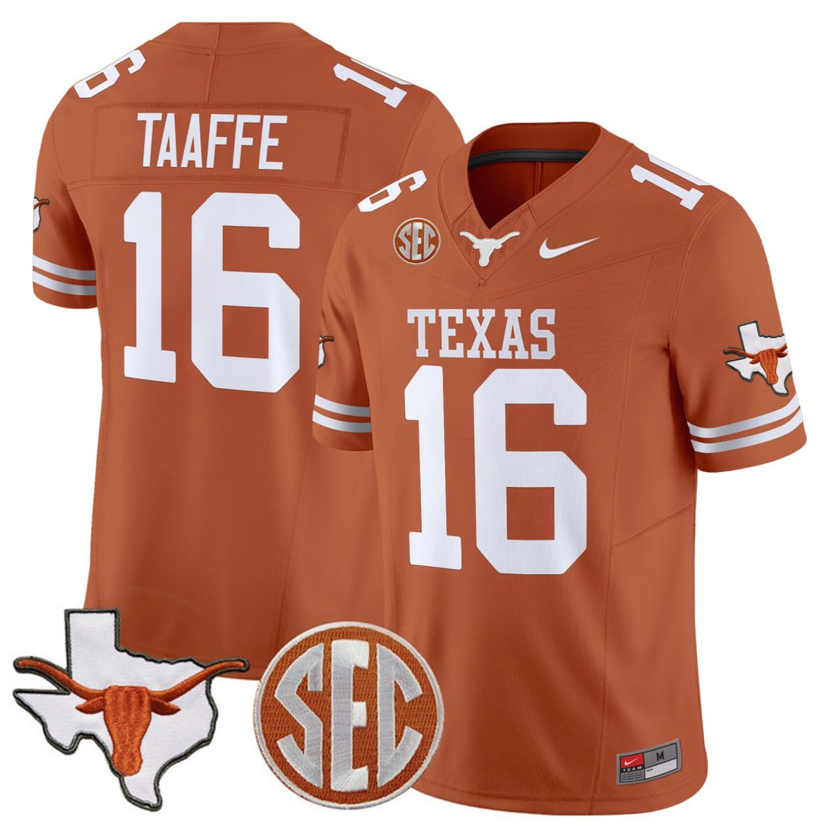 #16 Michael Taaffe Texas Longhorns Orange Jersey - All Stitched
