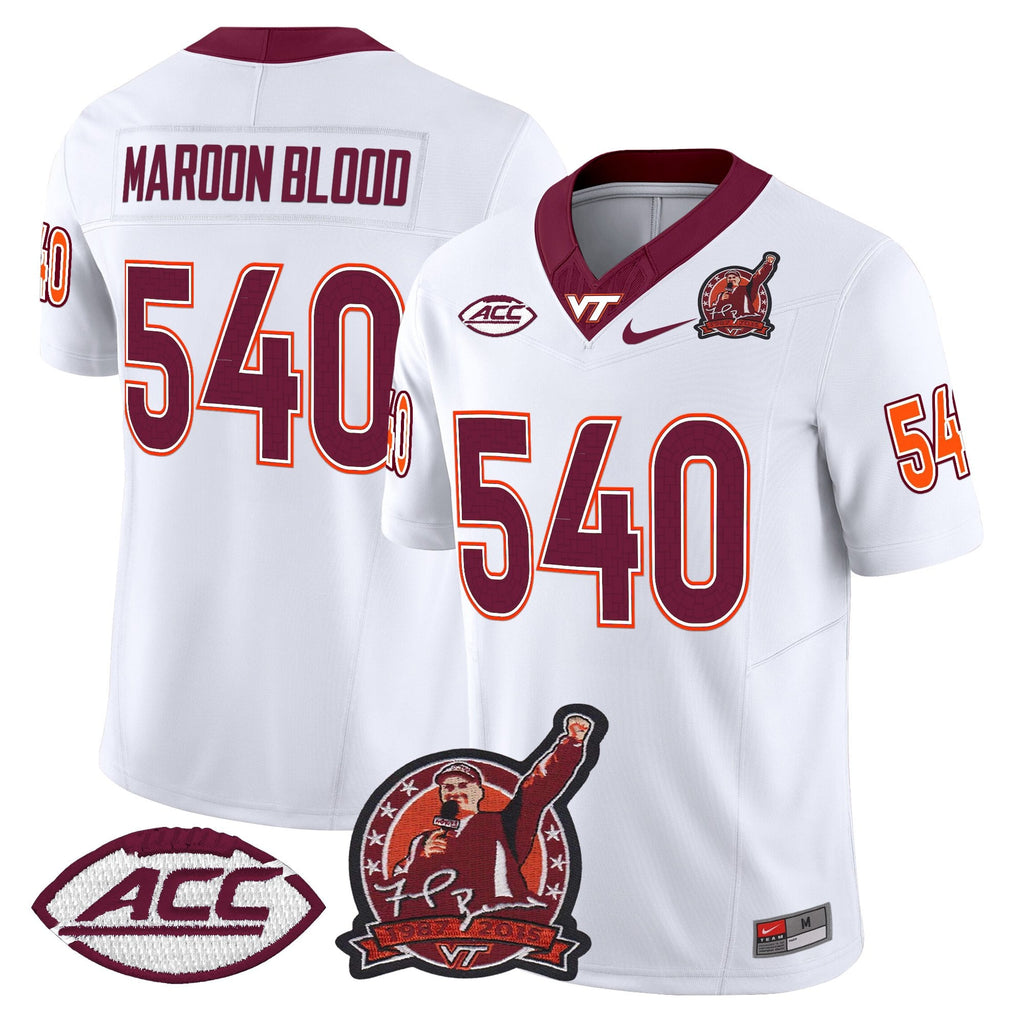 Men's Virginia Tech Hokies Coach Frank Beamer Patch 2025 Vapor Limited Jersey - All Stitched