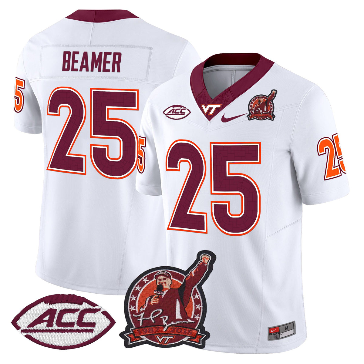 Men's Virginia Tech Hokies Coach Frank Beamer Patch 2025 Vapor Limited Jersey - All Stitched