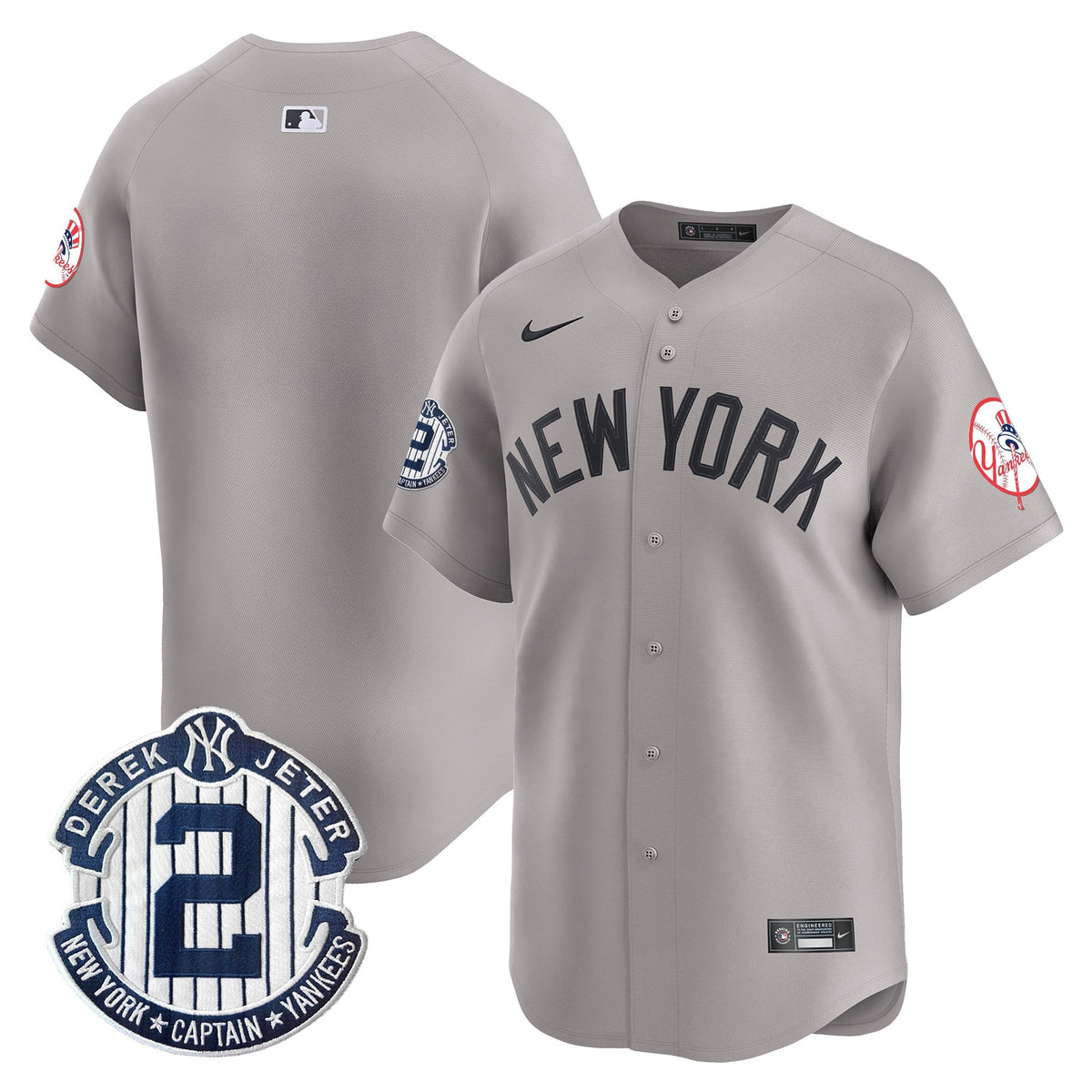 Men's New York Yankees Throwback Vapor Premier Limited Jersey - Derek Jeter Patch - All Stitched