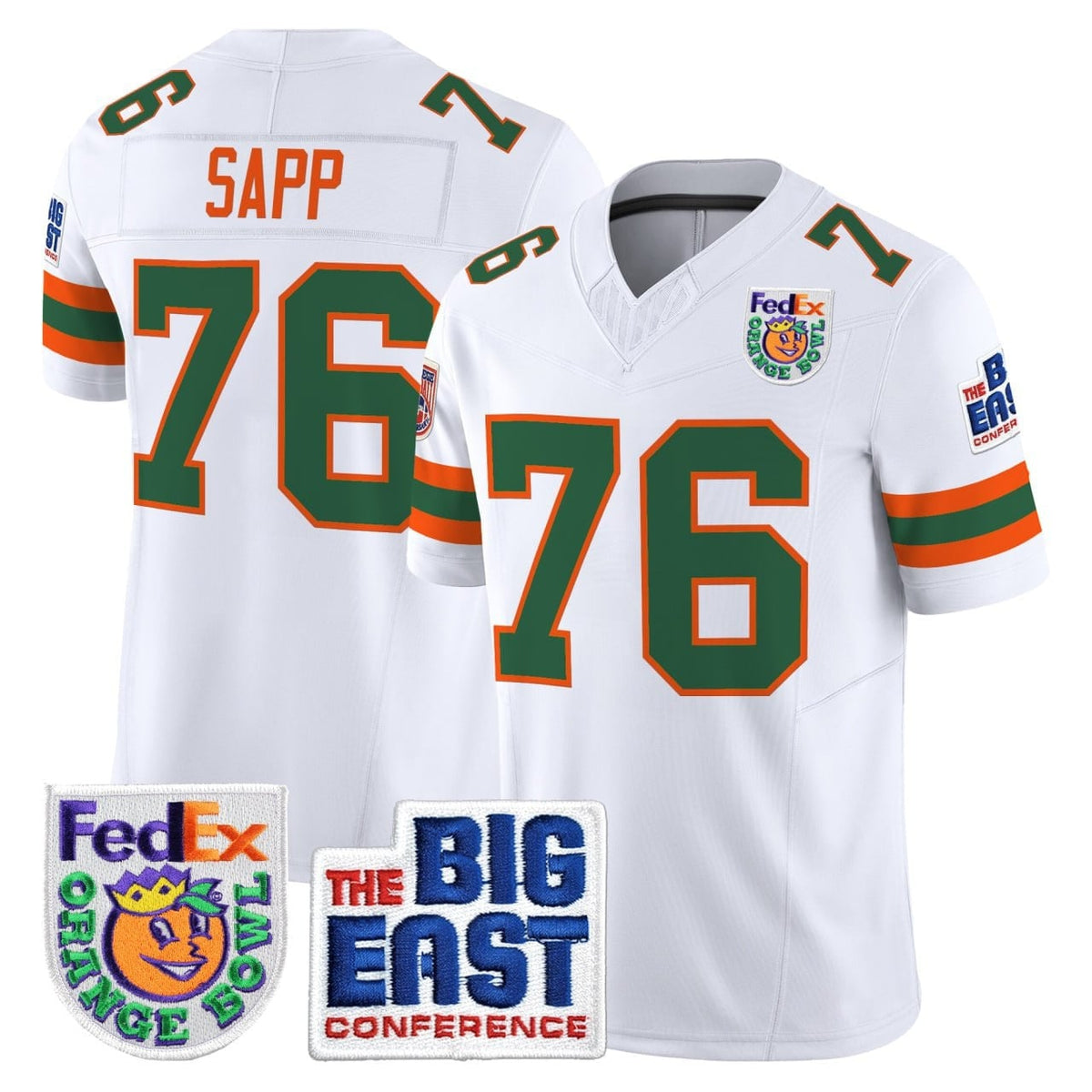 Warren Sapp # 76 Miami Hurricanes White Jersey - All Stitched