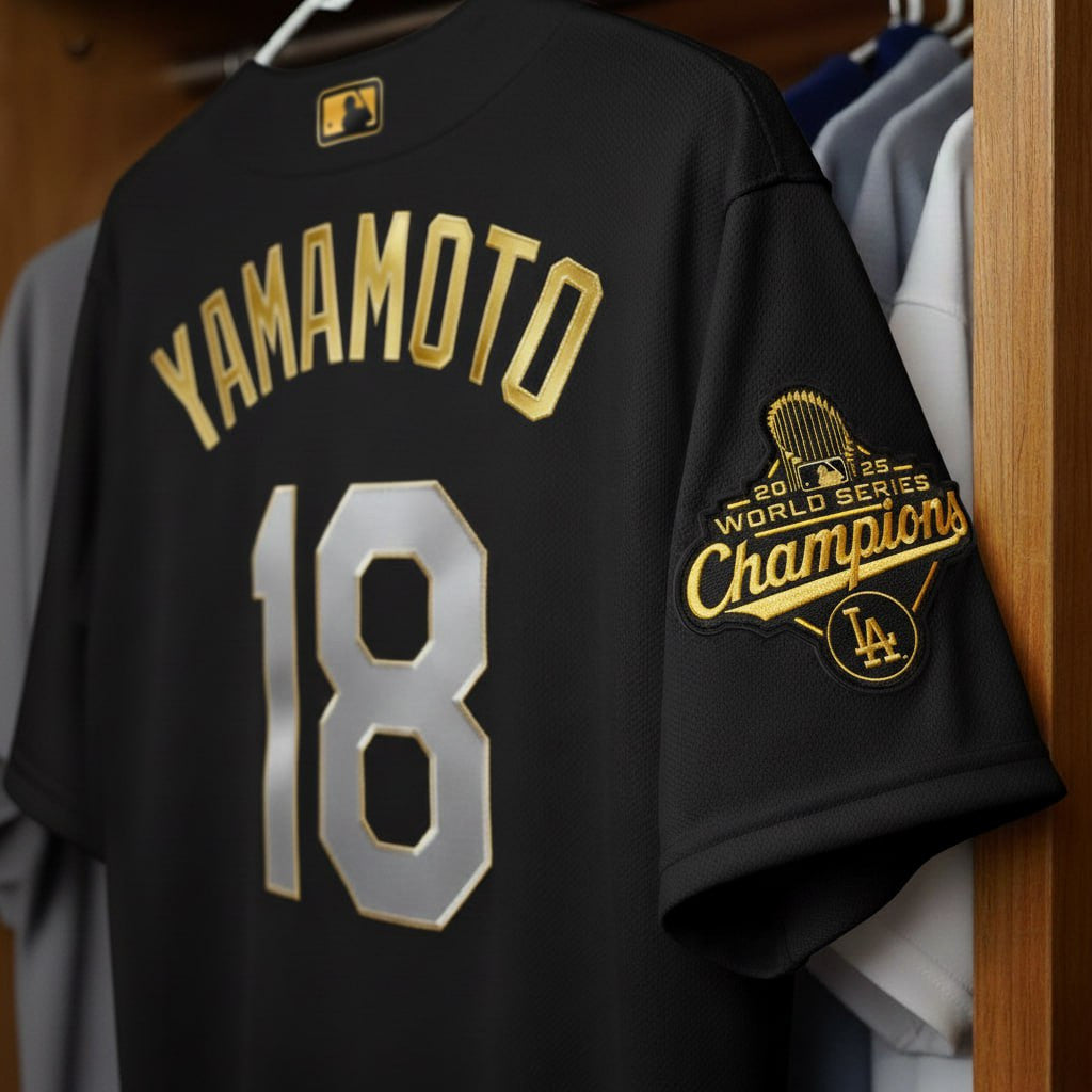 Women's Dodgers 2025 World Series Champions Patch Gold Trim Vapor Premier Limited Jersey - All Stitched