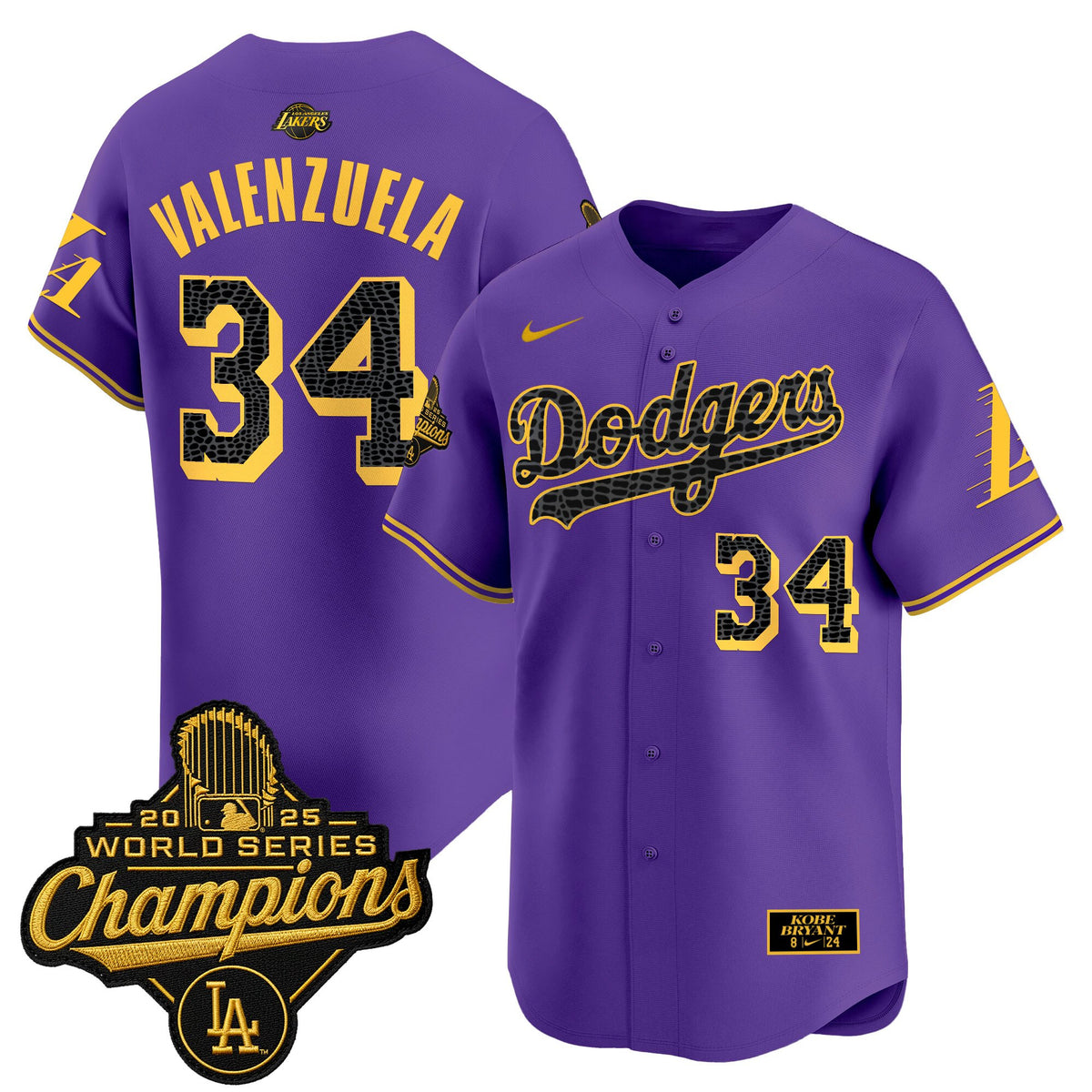 Men's Dodgers 2025 World Series Champions Mamba Vapor Premier Limited Jersey - All Stitched