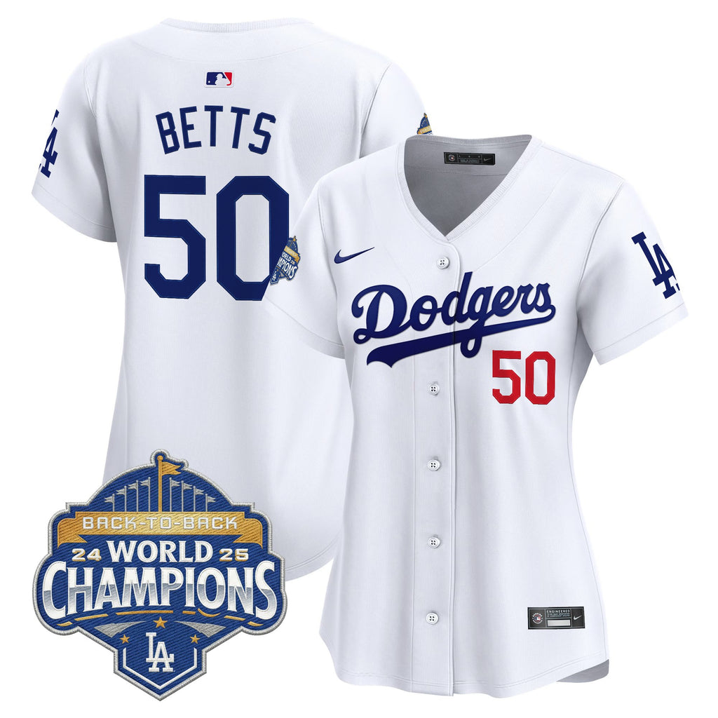 Women's Dodgers 2025 Back-To-Back Champions Vapor Premier Limited Jersey - All Stitched