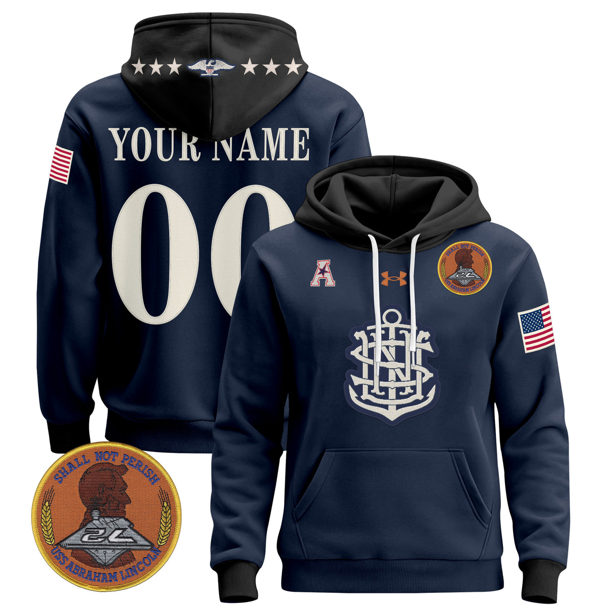 Navy Midshipmen 250th Anniversary Custom Pullover Hoodie - All Stitched