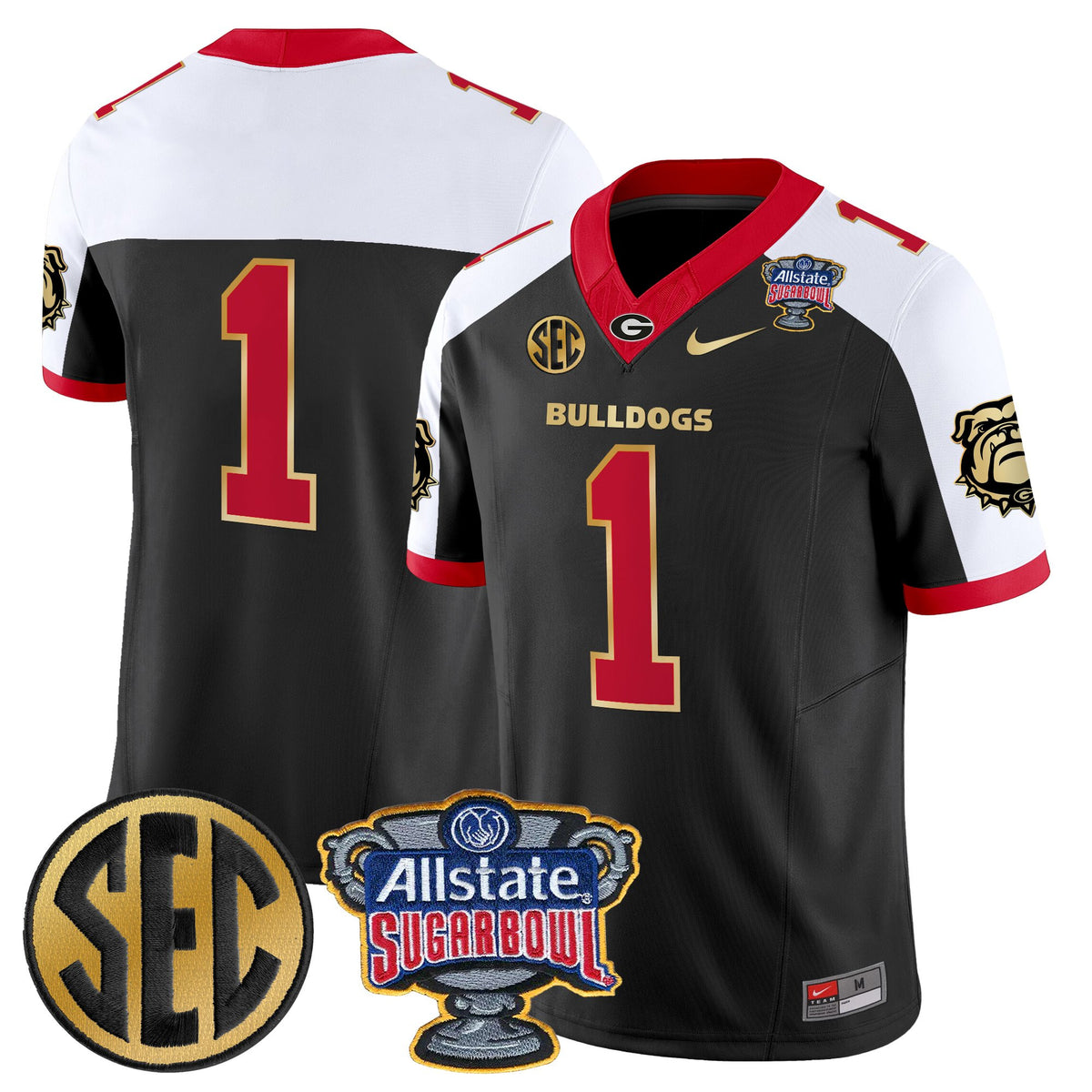Men's Georgia Bulldogs Sugar Bowl Patch Vapor Limited Jersey - All Stitched