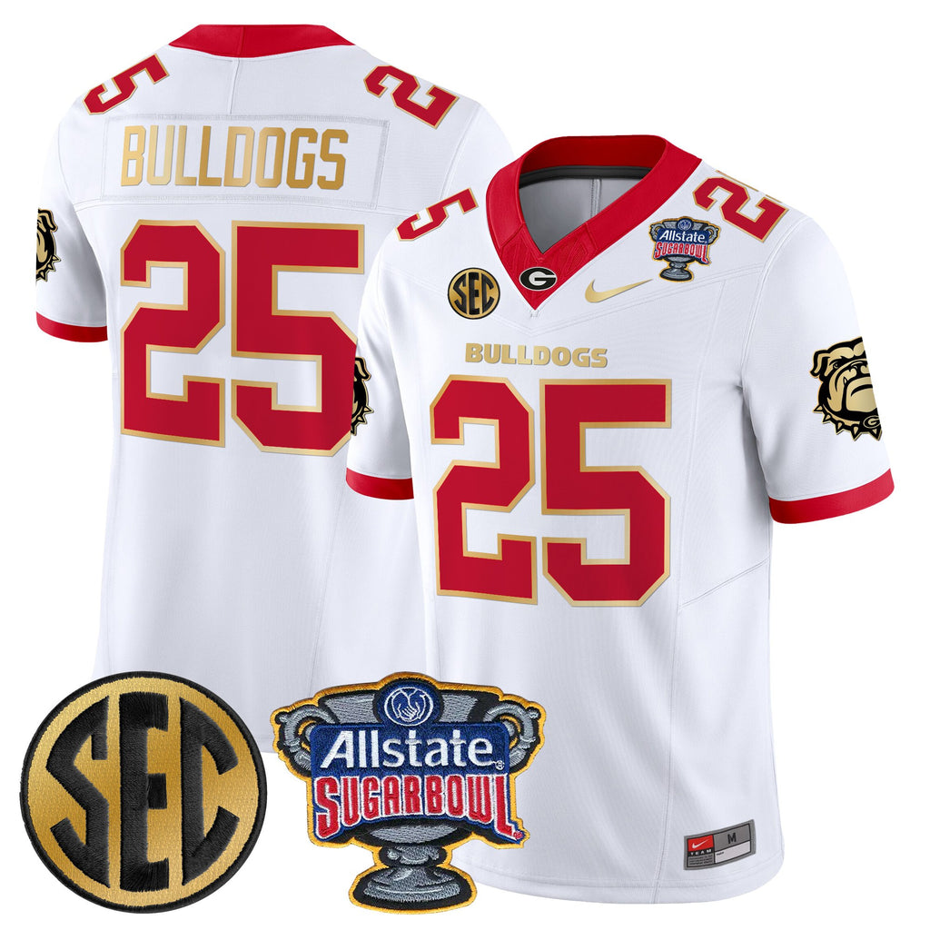 Men's Georgia Bulldogs Sugar Bowl Patch Vapor Limited Jersey - All Stitched