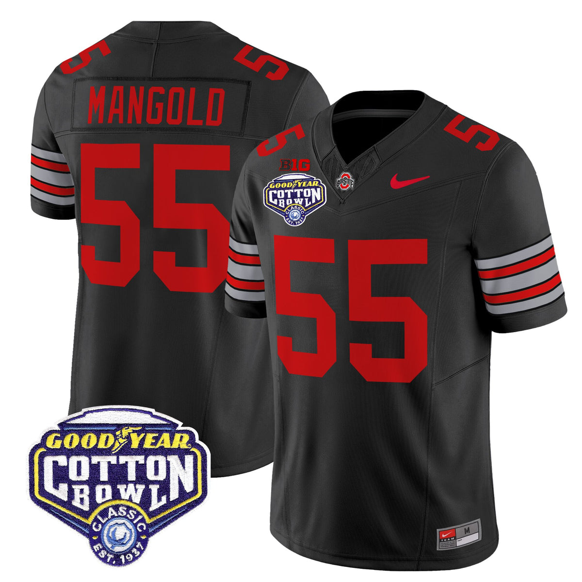 Men's Ohio State Buckeyes 'Heritage Stripe' Vapor Limited Jersey - 2025 Cotton Bowl Patch - All Stitched