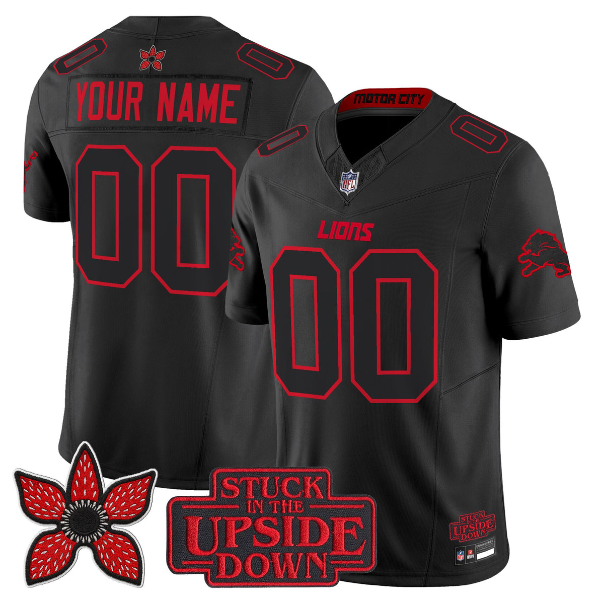 Detroit Lions 'Stranger Things Edition' Vapor Limited Custom Jersey - All Stitched