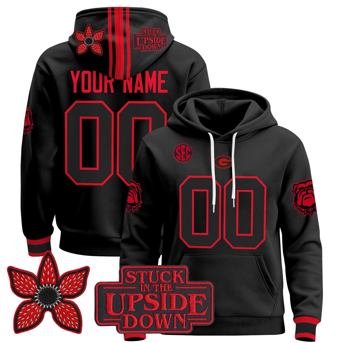 Georgia Bulldogs 'Stranger Things Edition' Premium Custom Pullover Hoodie - All Stitched