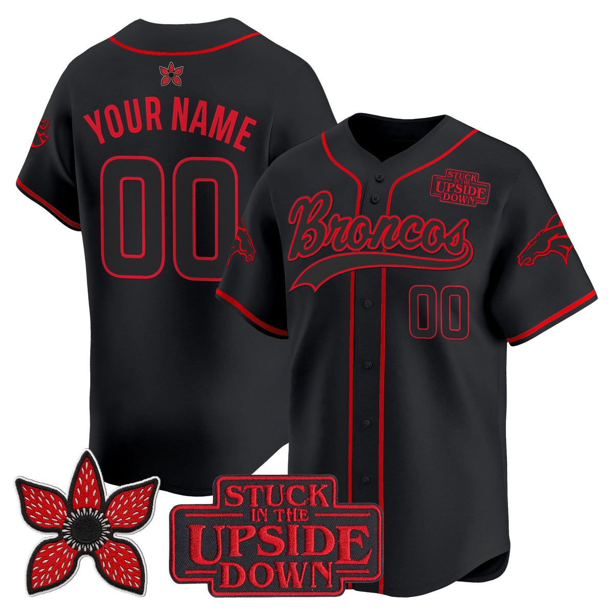 Denver Broncos 'Stranger Things Edition' Vapor Baseball Custom Jersey - All Stitched