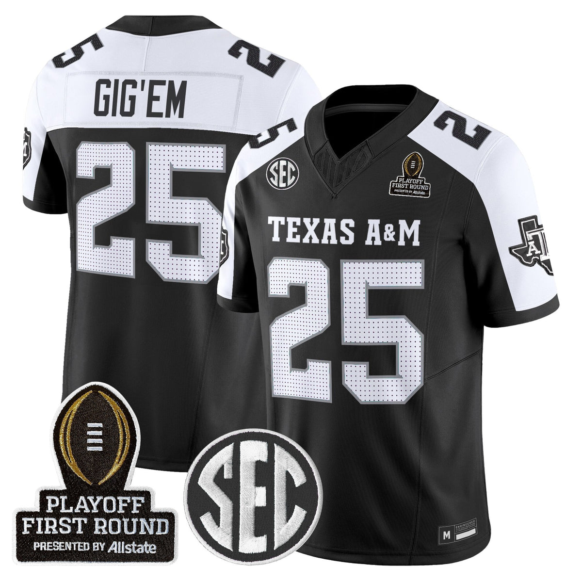 Men's Texas A&M Aggies 2025 Playoff First Round Vapor Limited Jersey - All Stitched