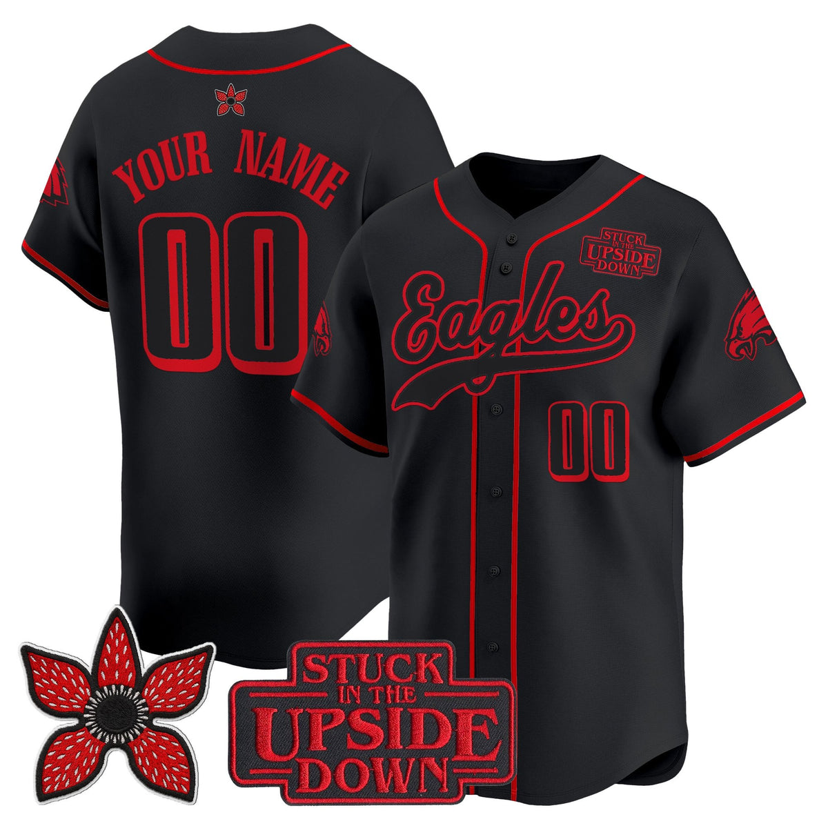 Philadelphia Eagles 'Stranger Things Edition' Vapor Baseball Custom Jersey - All Stitched