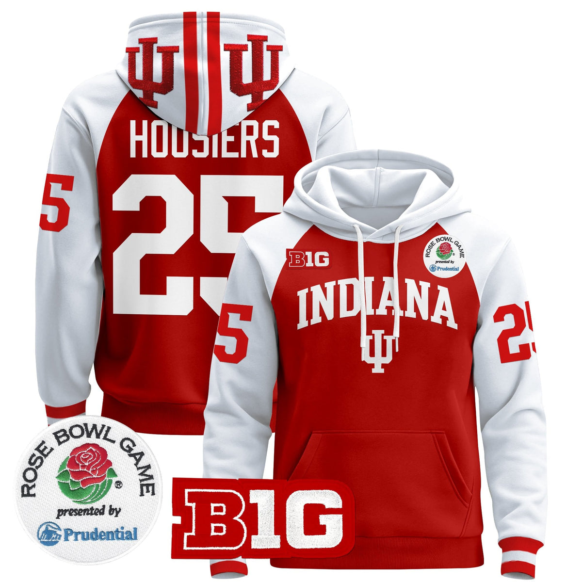 Men's Indiana Hoosiers 2025 Rose Bowl Premium Pullover Hoodie - All Stitched