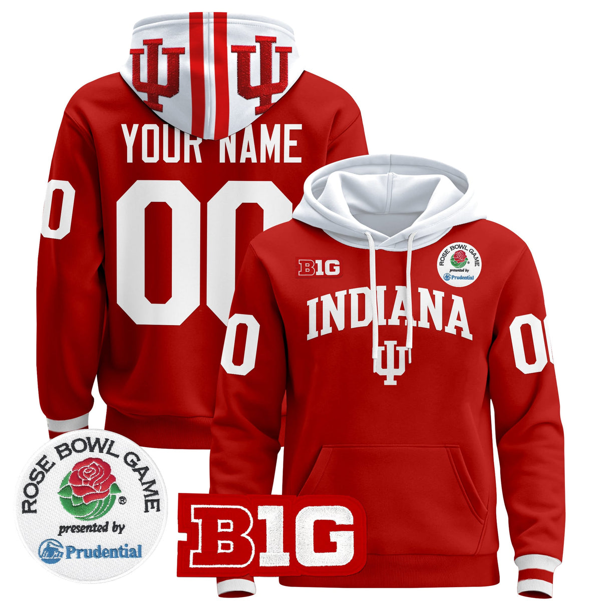 Indiana Hoosiers 2025 Rose Bowl Premium Custom Pullover Hoodie - All Stitched