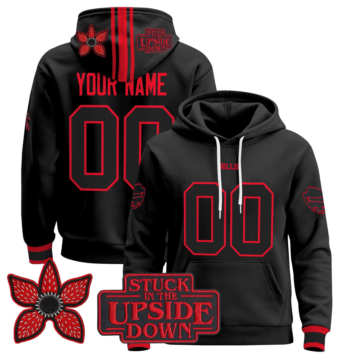 Buffalo Bills 'Stranger Things Edition' Premium Custom Pullover Hoodie - All Stitched