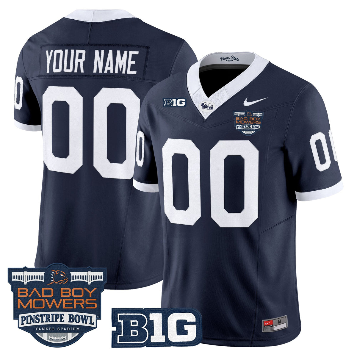 Penn State Nittany Lions Throwback Vapor Limited Custom Jersey - Pinstripe Bowl Patch - All Stitched