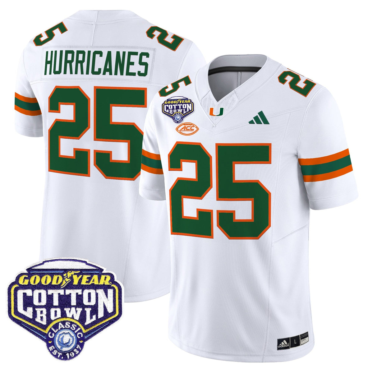 Men's Miami Hurricanes 2025 Cotton Bowl Vapor Limited Jersey - All Stitched