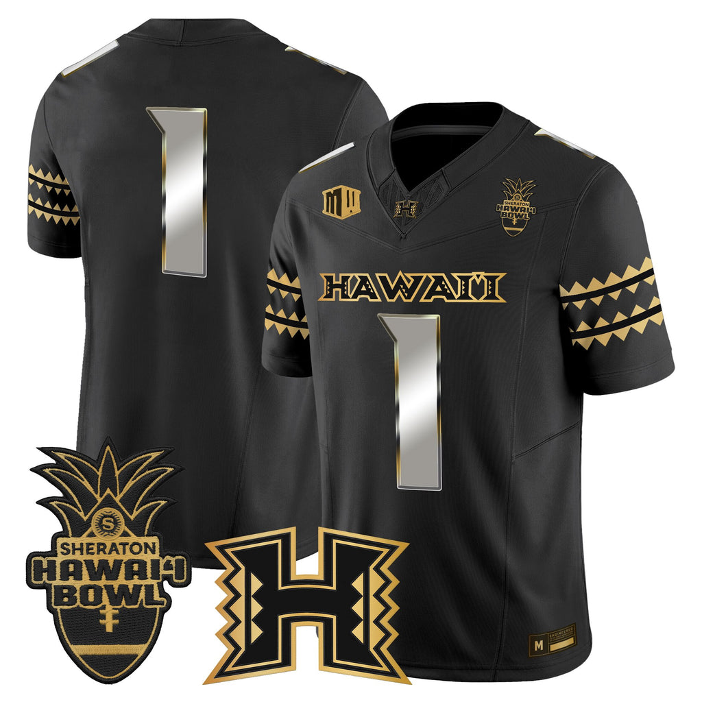 Men's Hawai'i Rainbow Warriors 2025 Hawai'i Bowl Gold Vapor Limited Jersey - All Stitched