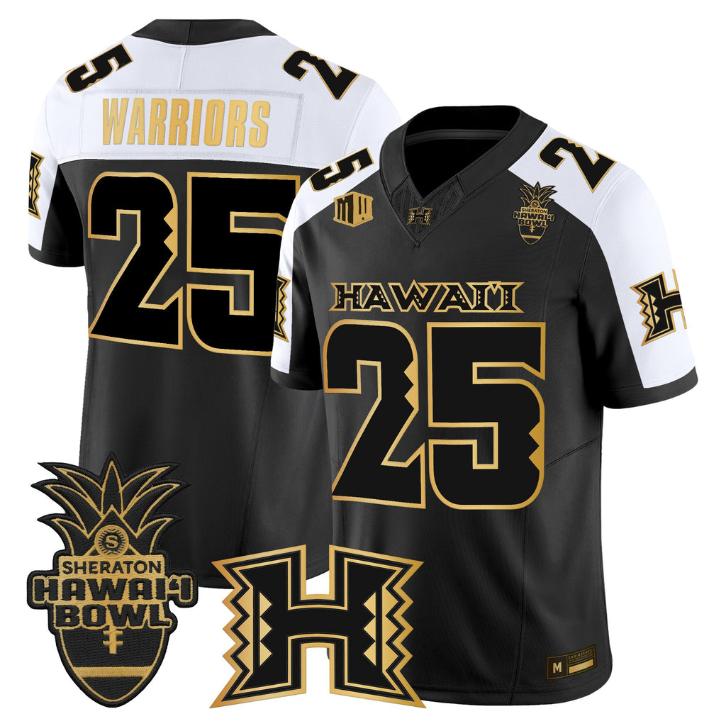 Men's Hawai'i Rainbow Warriors 2025 Hawai'i Bowl Gold Vapor Limited Jersey - All Stitched