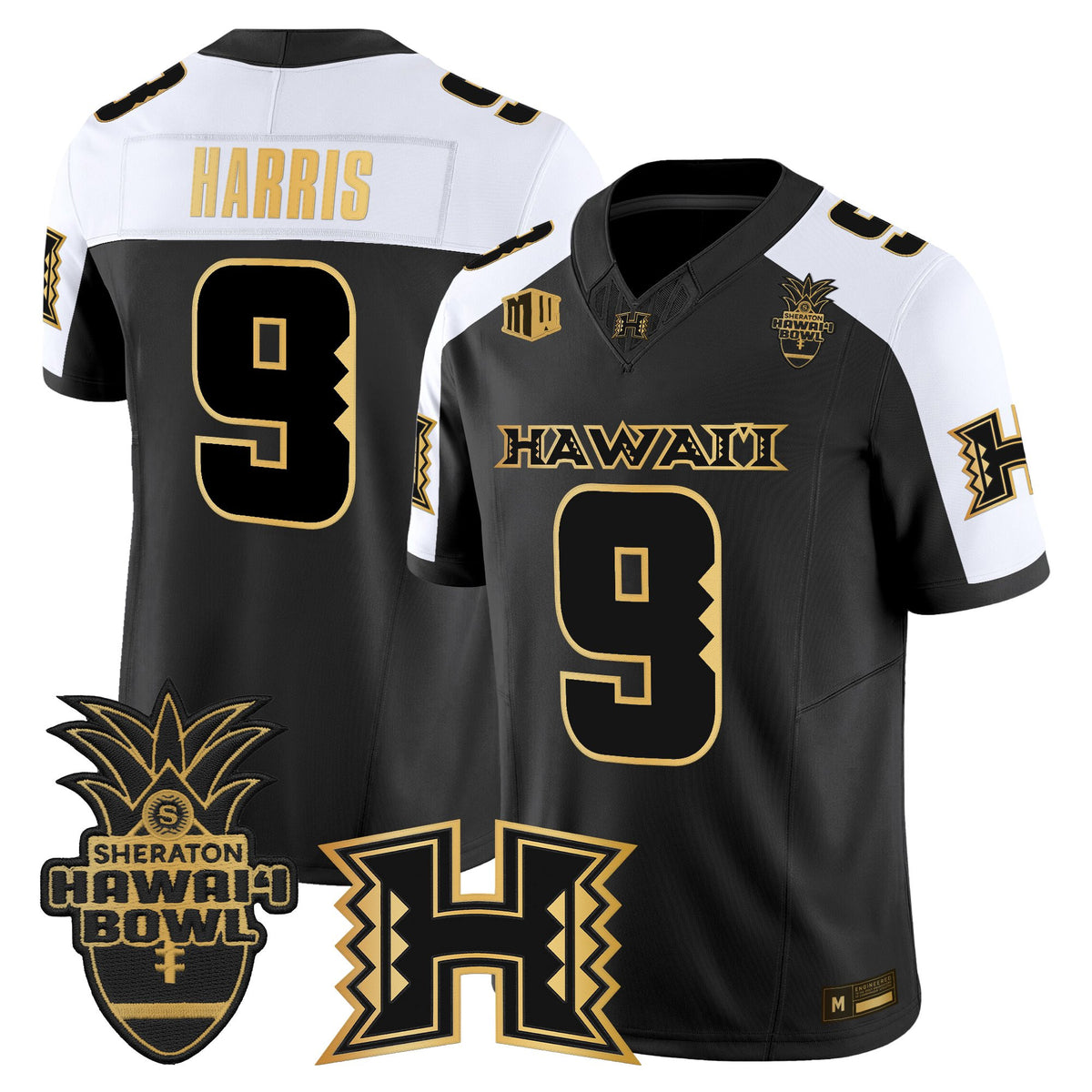 Men's Hawai'i Rainbow Warriors 2025 Hawai'i Bowl Gold Vapor Limited Jersey - All Stitched