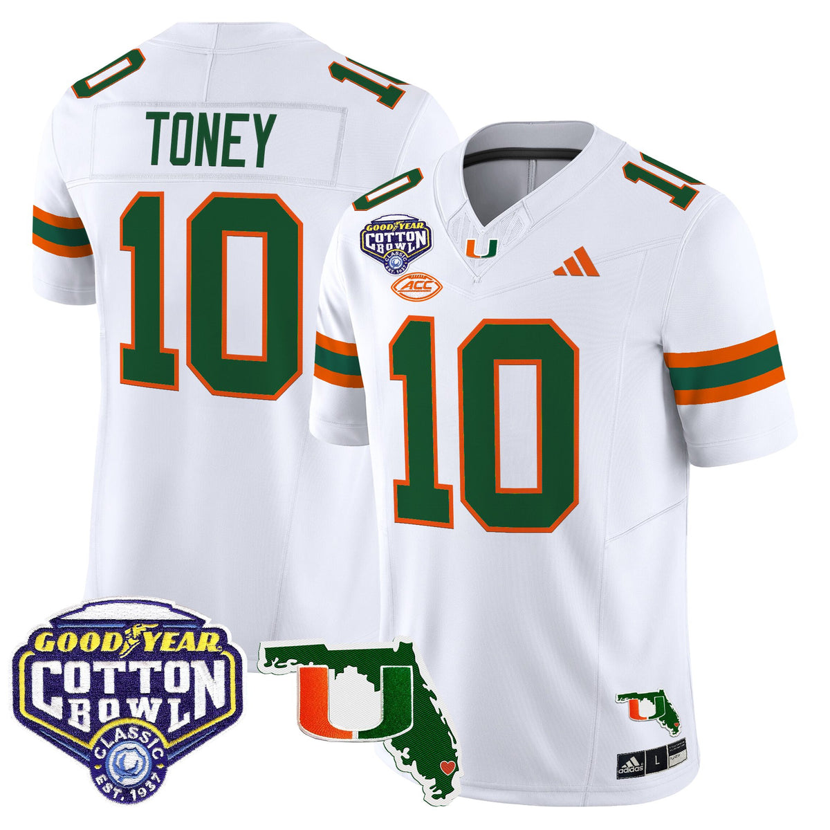 Men's Miami Hurricanes 2025 Cotton Bowl & Florida Patch Vapor Limited Jersey - All Stitched
