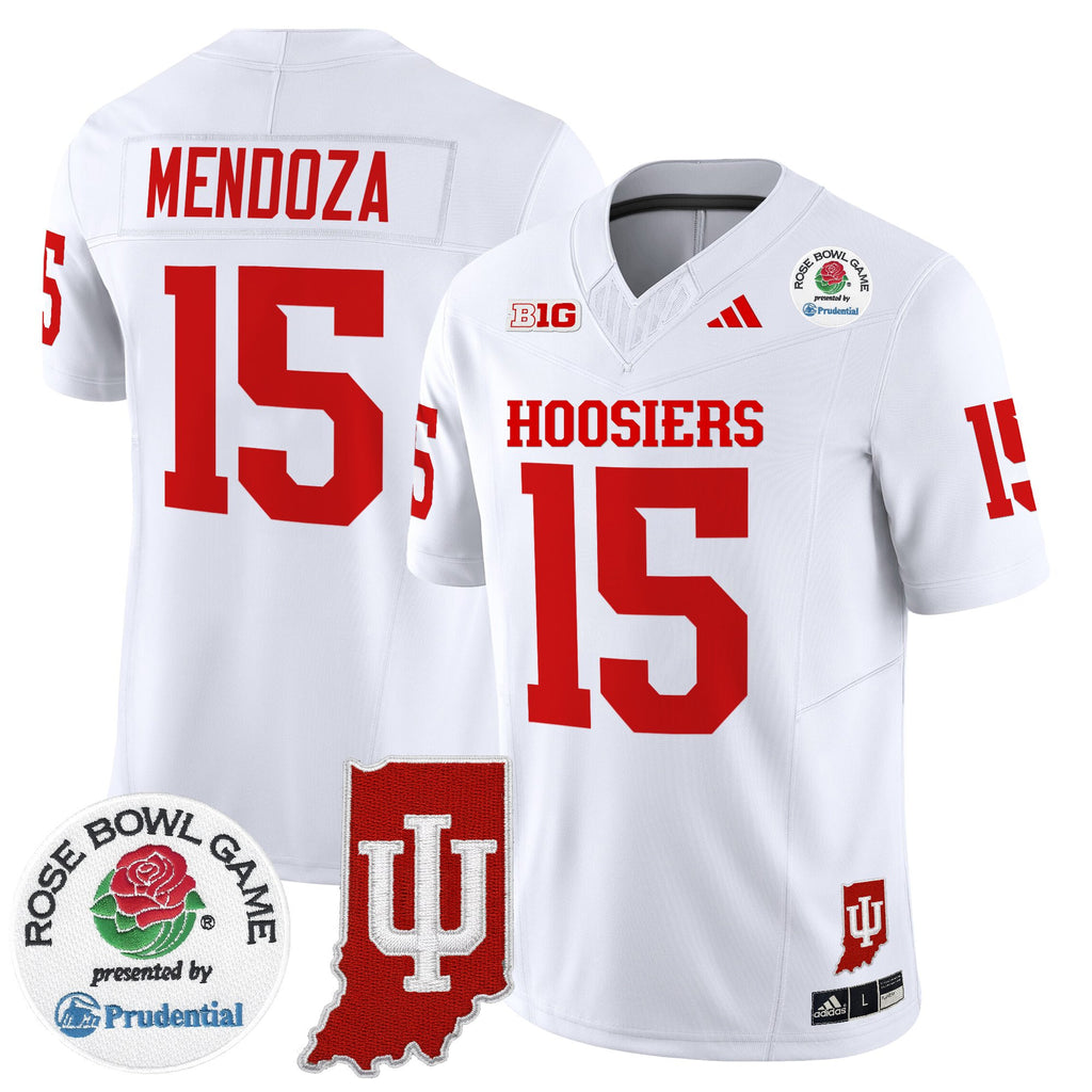 Men's Indiana Hoosiers 2025 Rose Bowl & Indiana State Patch Vapor Limited Jersey - All Stitched