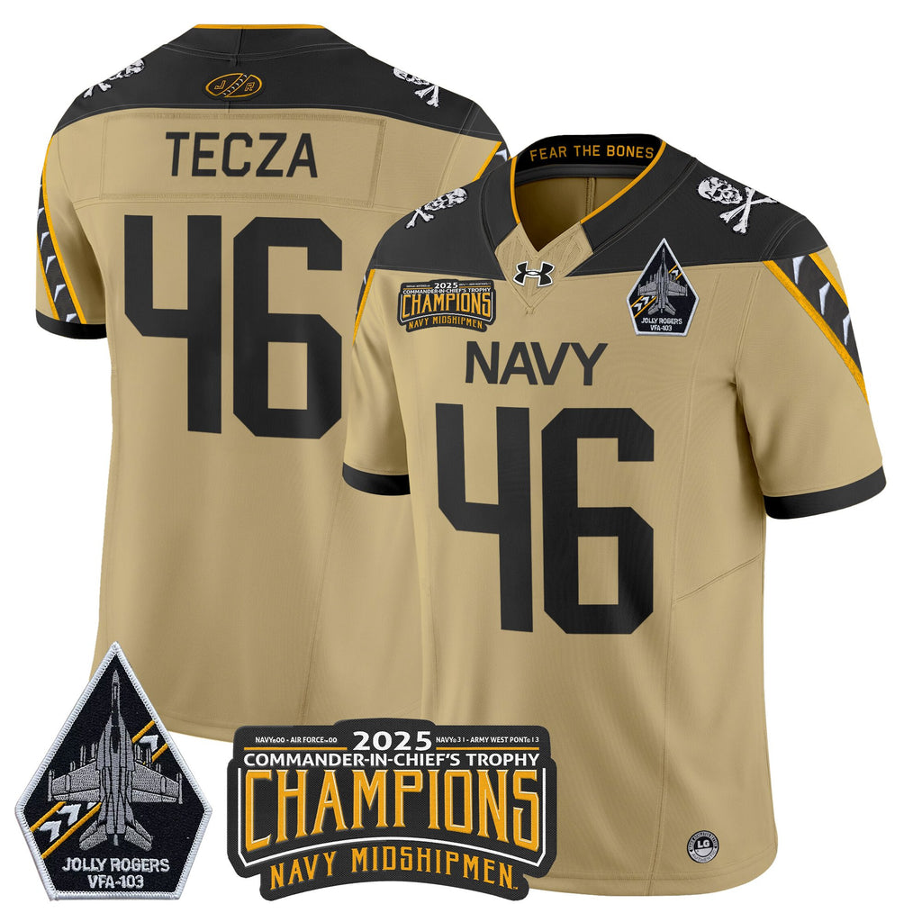 Men's Navy Midshipmen Jolly Rogers 2025 Commander-In-Chief's Trophy Champions Vapor Limited Jersey - All Stitched