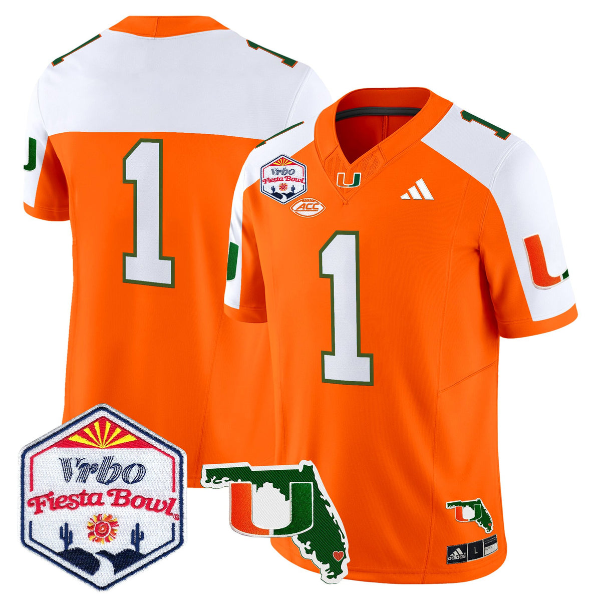 Men's Miami Hurricanes 2026 The Fiesta Bowl & Florida Patch Vapor Limited Jersey - All Stitched