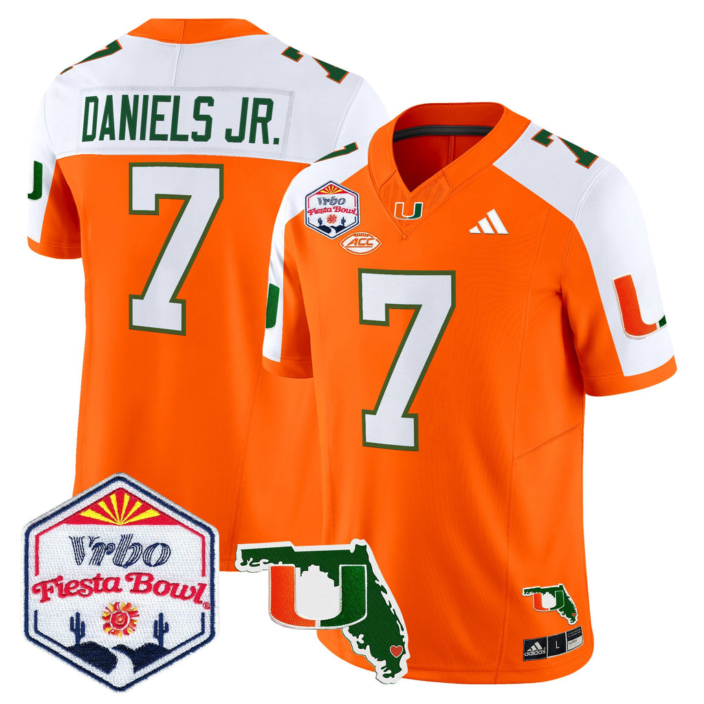 Men's Miami Hurricanes 2026 The Fiesta Bowl & Florida Patch Vapor Limited Jersey - All Stitched