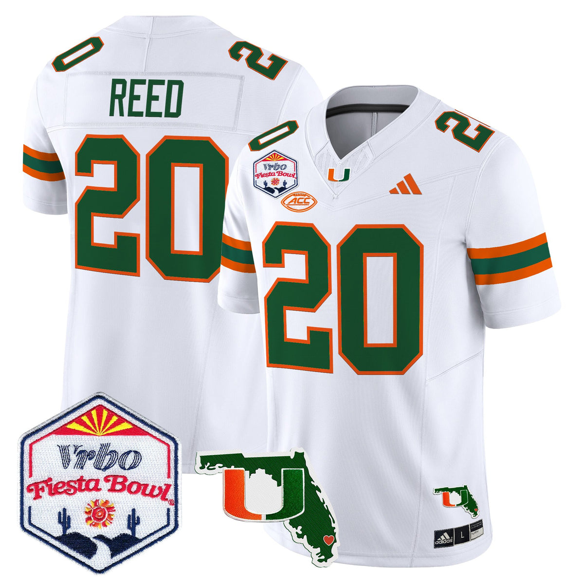 Men's Miami Hurricanes 2026 The Fiesta Bowl & Florida Patch Vapor Limited Jersey - All Stitched