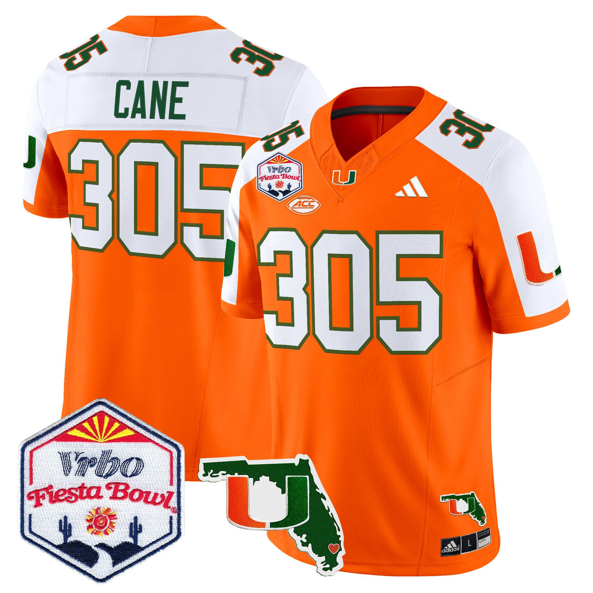 Men's Miami Hurricanes 2026 The Fiesta Bowl & Florida Patch Vapor Limited Jersey - All Stitched