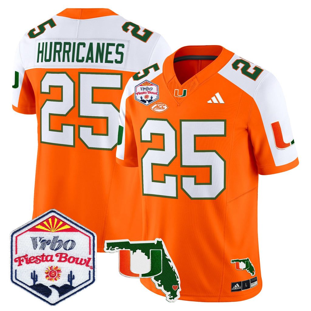 Men's Miami Hurricanes 2026 The Fiesta Bowl & Florida Patch Vapor Limited Jersey - All Stitched