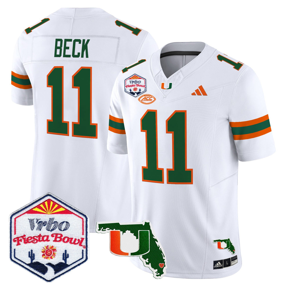 Men's Miami Hurricanes 2026 The Fiesta Bowl & Florida Patch Vapor Limited Jersey - All Stitched