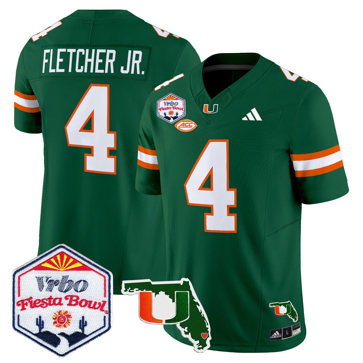 Men's Miami Hurricanes 2026 The Fiesta Bowl & Florida Patch Vapor Limited Jersey - All Stitched