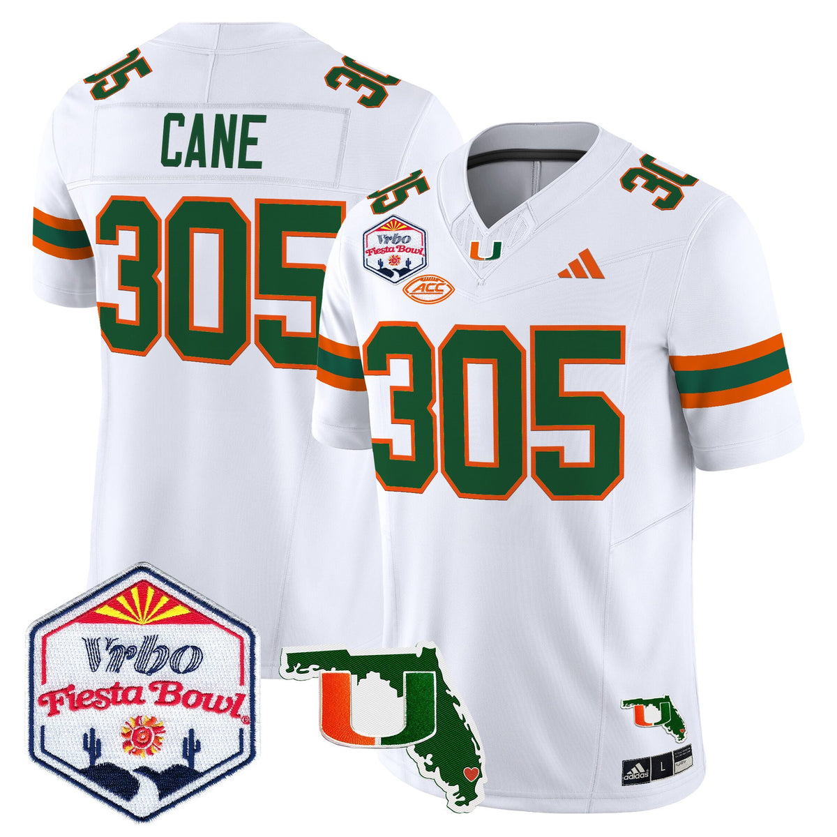 Men's Miami Hurricanes 2026 The Fiesta Bowl & Florida Patch Vapor Limited Jersey - All Stitched