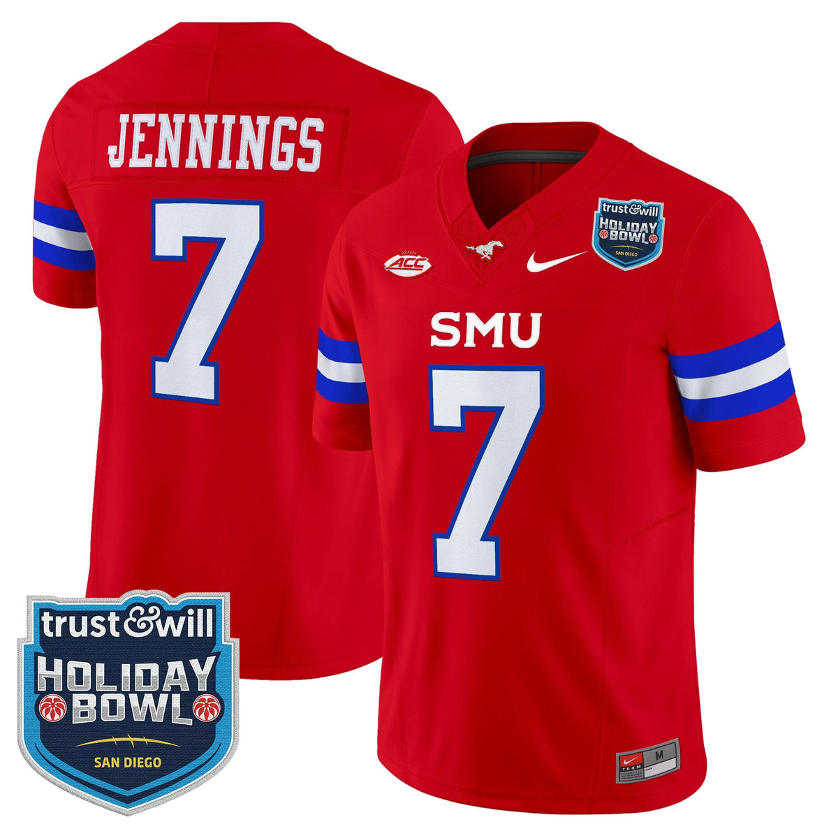 Men's SMU Mustangs 2026 Holiday Bowl Vapor Limited Jersey - All Stitched