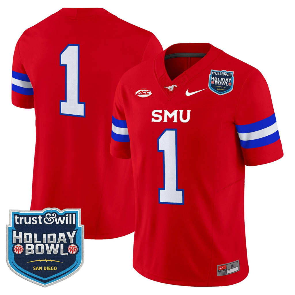 Men's SMU Mustangs 2026 Holiday Bowl Vapor Limited Jersey - All Stitched