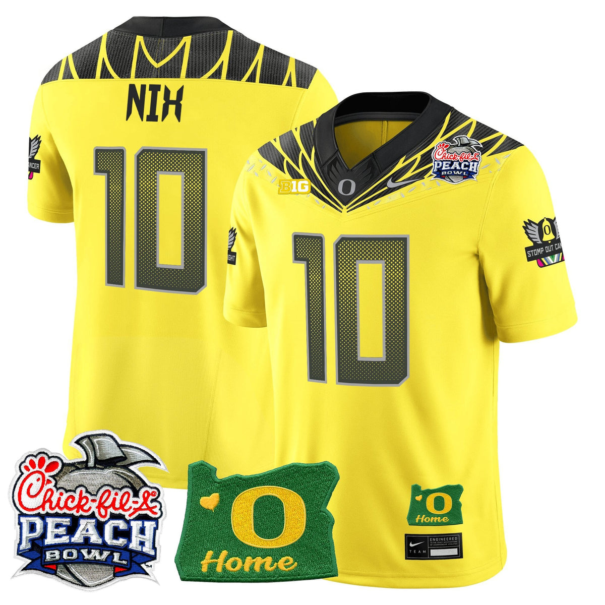 Men's Oregon Ducks 2026 Peach Bowl & Oregon State Patch Vapor Limited Jersey - All Stitched
