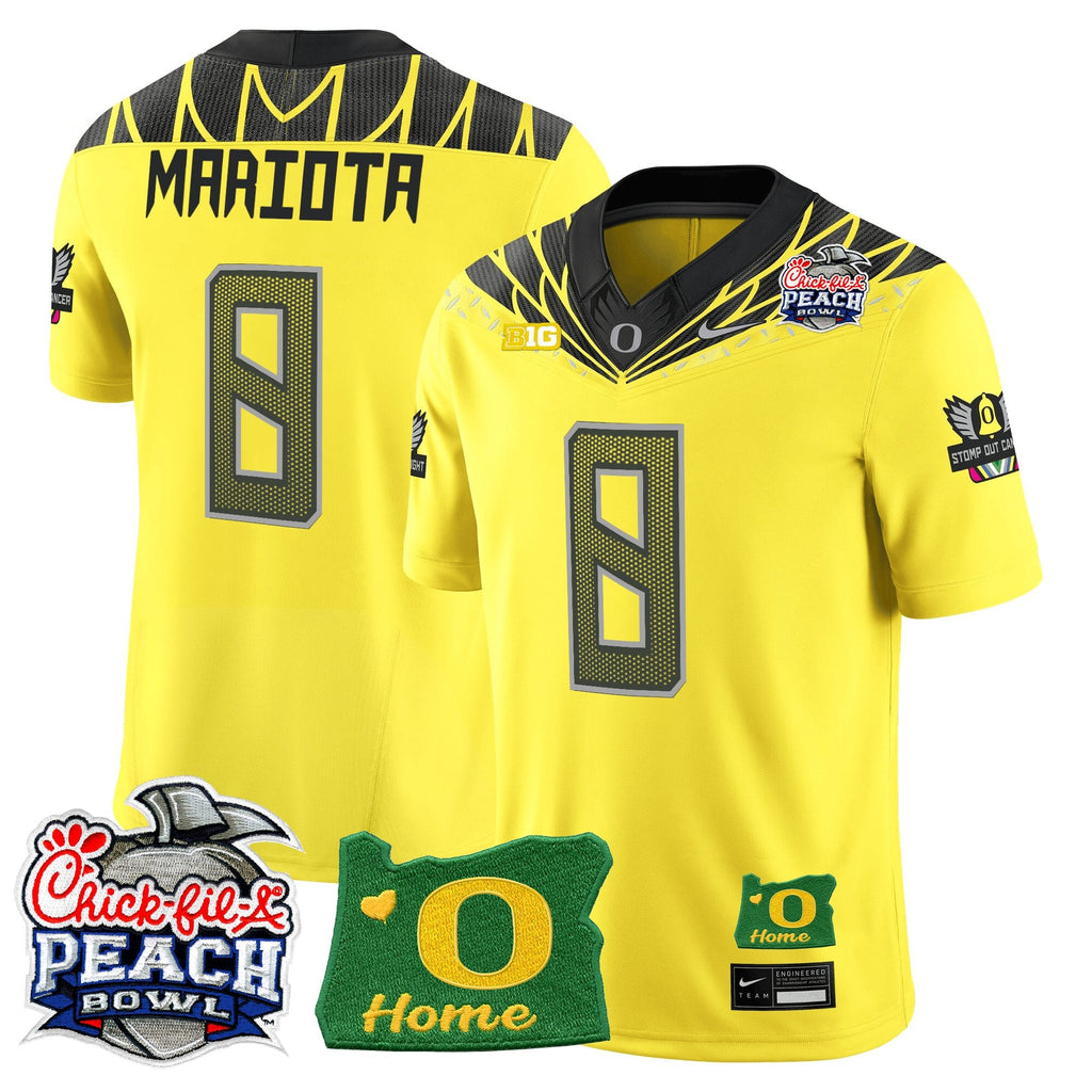 Men's Oregon Ducks 2026 Peach Bowl & Oregon State Patch Vapor Limited Jersey - All Stitched