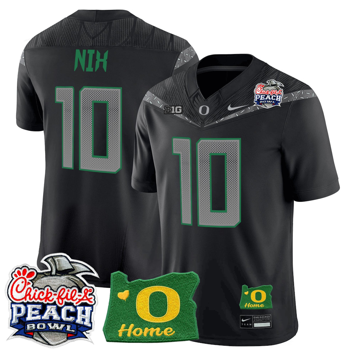 Men's Oregon Ducks 2026 Peach Bowl & Oregon State Patch Vapor Limited Jersey - All Stitched
