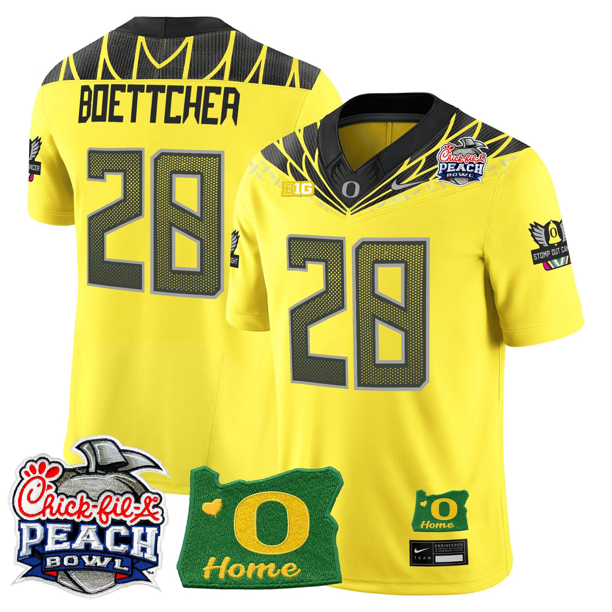 Men's Oregon Ducks 2026 Peach Bowl & Oregon State Patch Vapor Limited Jersey - All Stitched