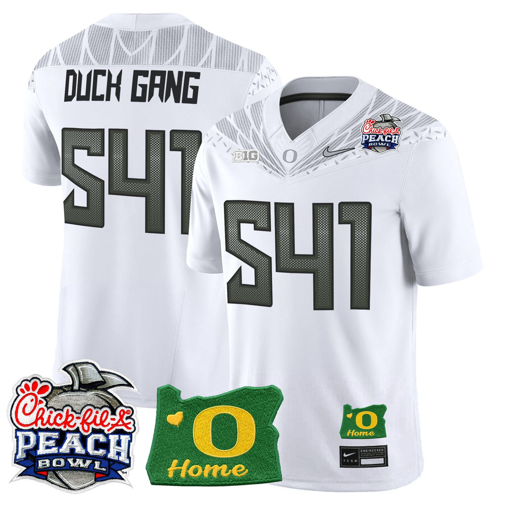 Men's Oregon Ducks 2026 Peach Bowl & Oregon State Patch Vapor Limited Jersey - All Stitched