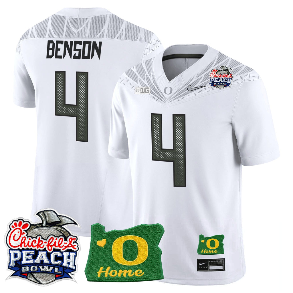 Men's Oregon Ducks 2026 Peach Bowl & Oregon State Patch Vapor Limited Jersey - All Stitched