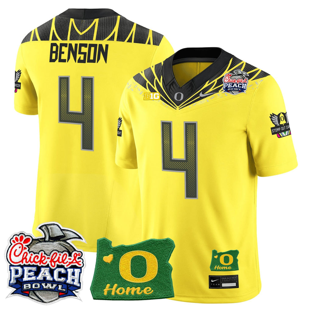 Men's Oregon Ducks 2026 Peach Bowl & Oregon State Patch Vapor Limited Jersey - All Stitched