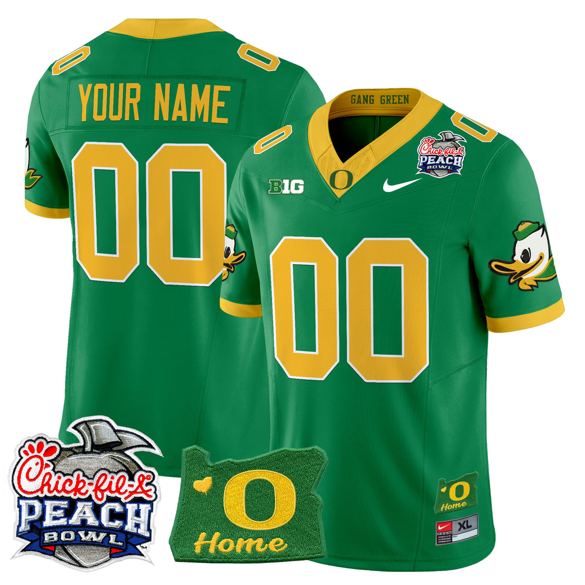 Oregon Ducks 2026 Peach Bowl & Oregon State Patch Vapor Limited Custom Jersey - All Stitched