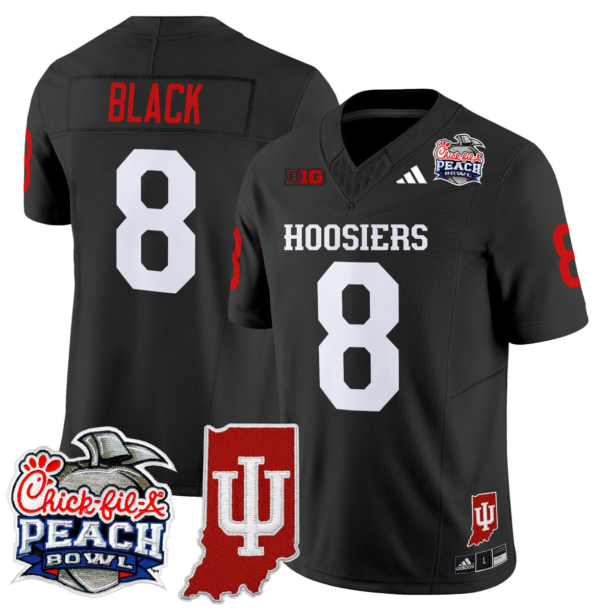 Men's Indiana Hoosiers 2026 Peach Bowl & Indiana State Patch Vapor Limited Jersey - All Stitched