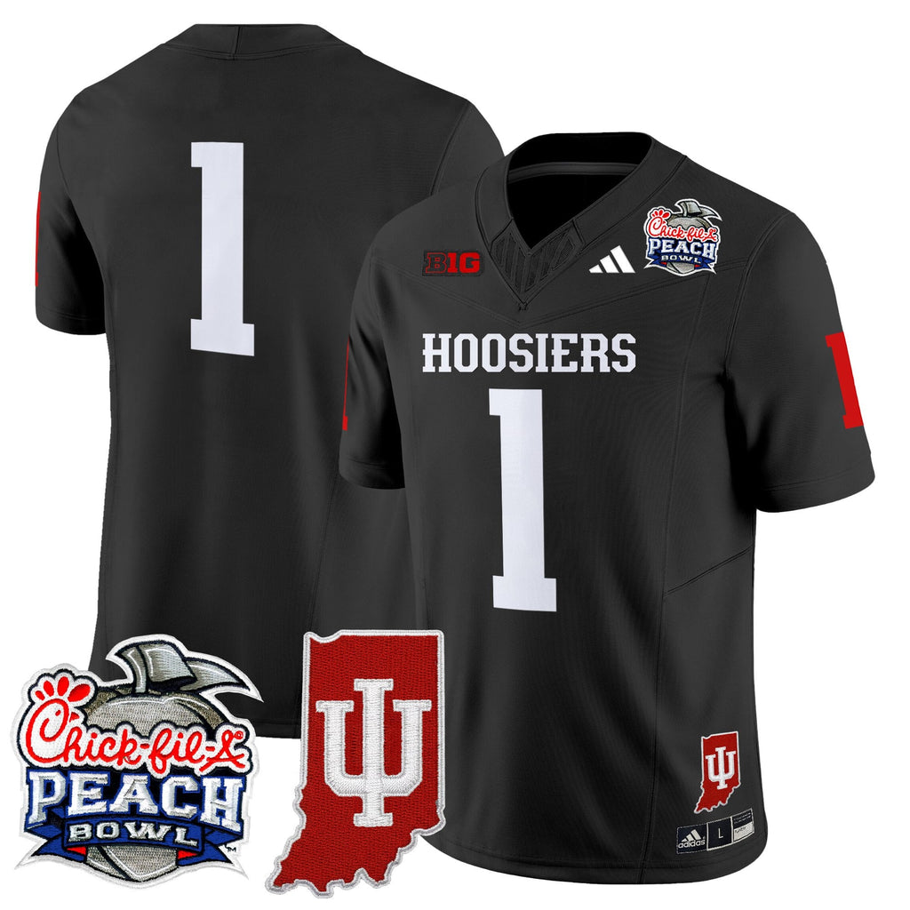 Men's Indiana Hoosiers 2026 Peach Bowl & Indiana State Patch Vapor Limited Jersey - All Stitched
