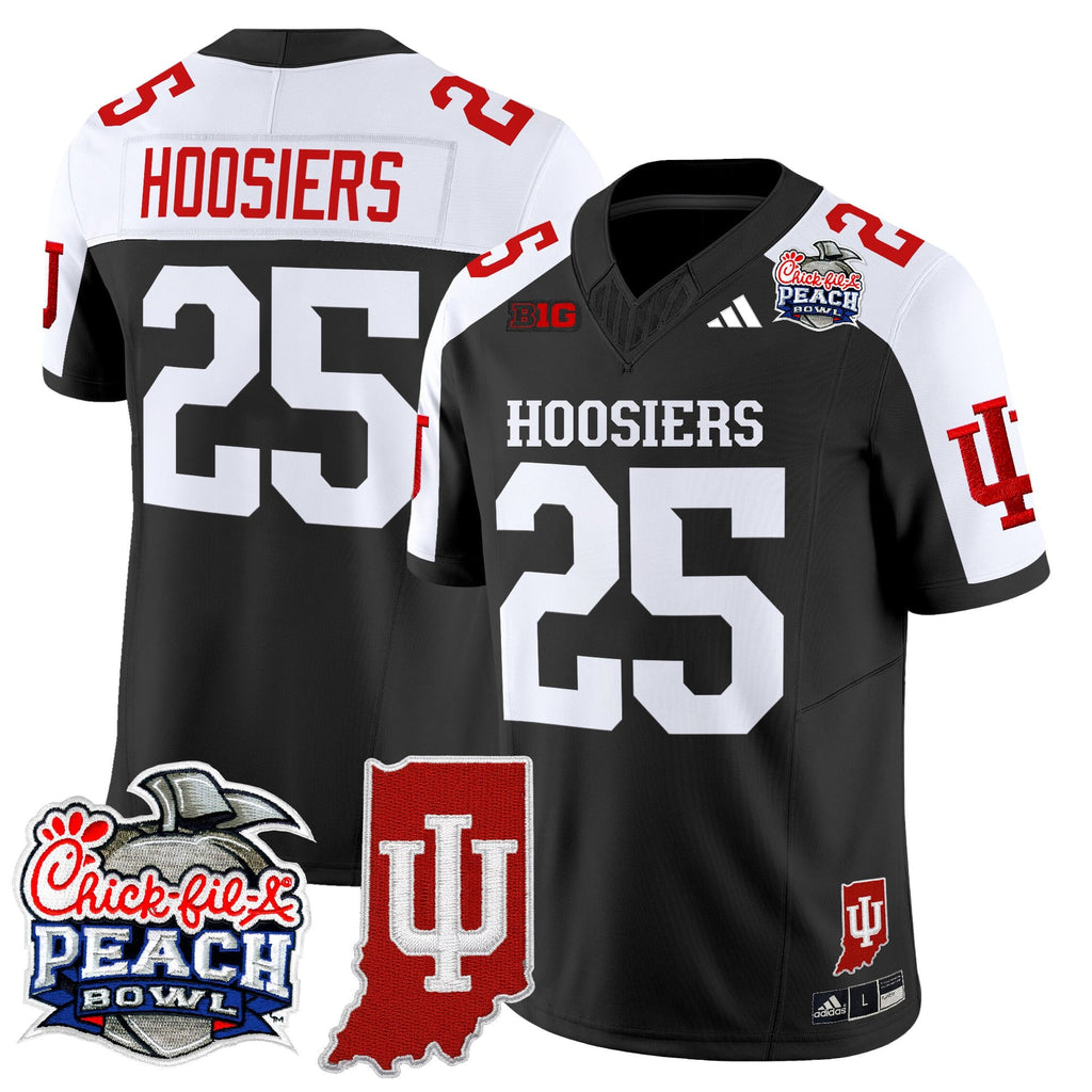 Men's Indiana Hoosiers 2026 Peach Bowl & Indiana State Patch Vapor Limited Jersey - All Stitched