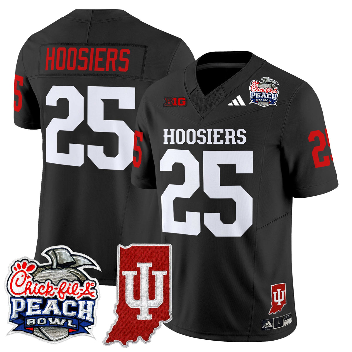 Men's Indiana Hoosiers 2026 Peach Bowl & Indiana State Patch Vapor Limited Jersey - All Stitched